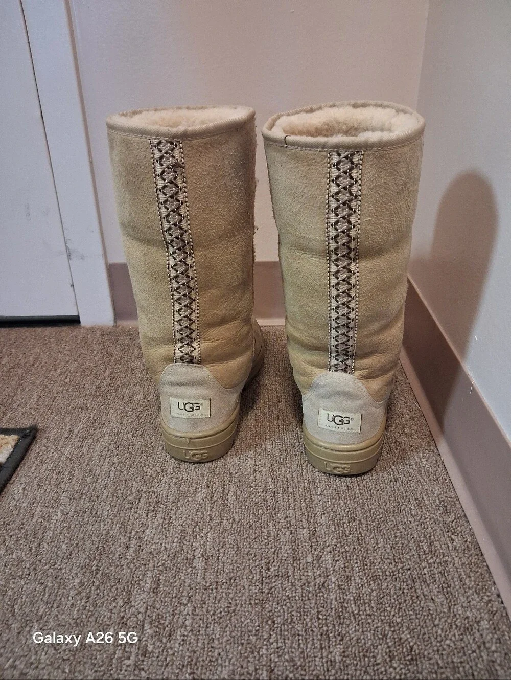 UGG AUSTRALIA Women's Tall Shearling-Lined Winter Boots - Sand Color Size 7